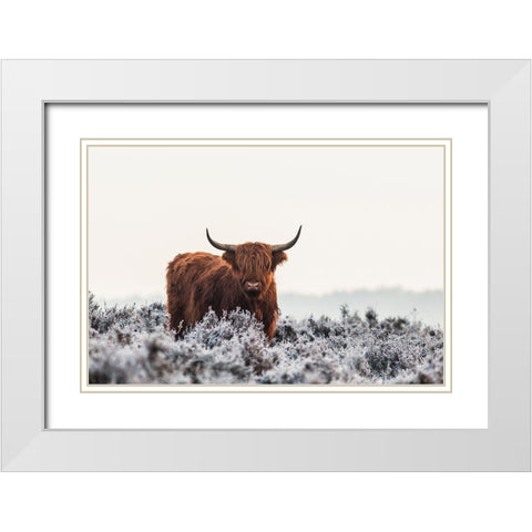 Highlander White Modern Wood Framed Art Print with Double Matting by Den, Van