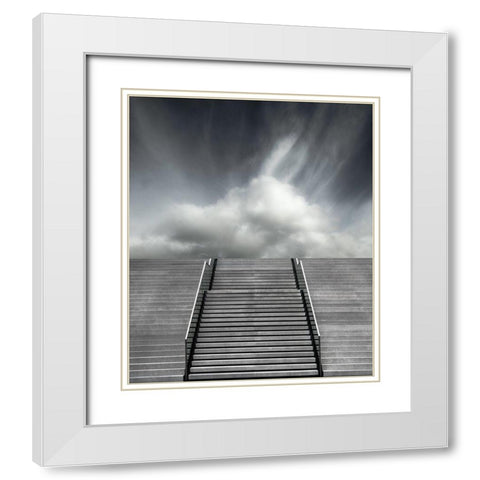 Stair White Modern Wood Framed Art Print with Double Matting by ClaesÂ 