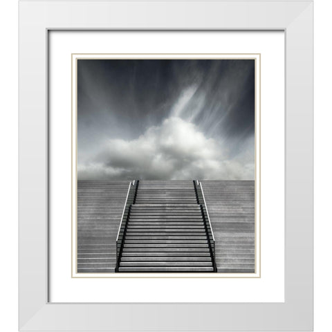 Stair White Modern Wood Framed Art Print with Double Matting by ClaesÂ 