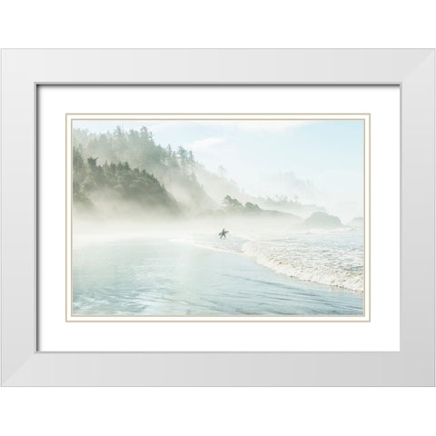 Catching the Morning Surf White Modern Wood Framed Art Print with Double Matting by Suhrie