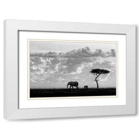 Moreno - Silhouettes of Mara White Modern Wood Framed Art Print with Double Matting by 1x