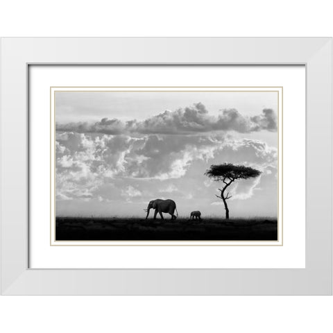 Moreno - Silhouettes of Mara White Modern Wood Framed Art Print with Double Matting by 1x