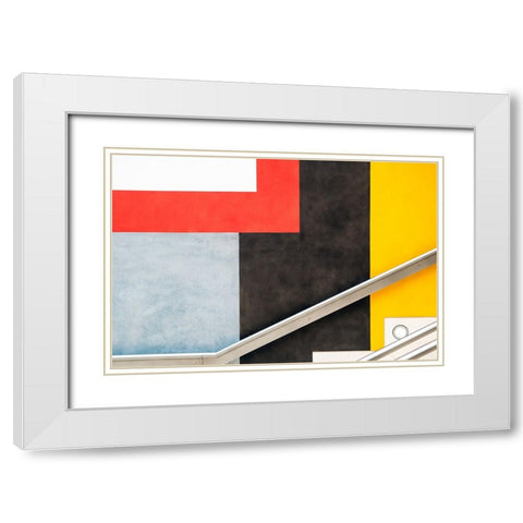 Colour Block White Modern Wood Framed Art Print with Double Matting by Wride