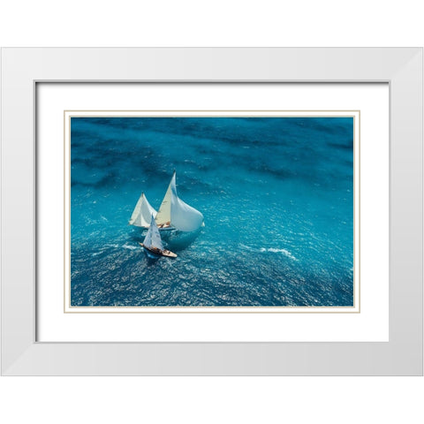 Pelissier - Croisement Bleu White Modern Wood Framed Art Print with Double Matting by 1x
