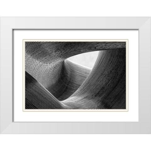 Lines  White Modern Wood Framed Art Print with Double Matting by Pfeiffer