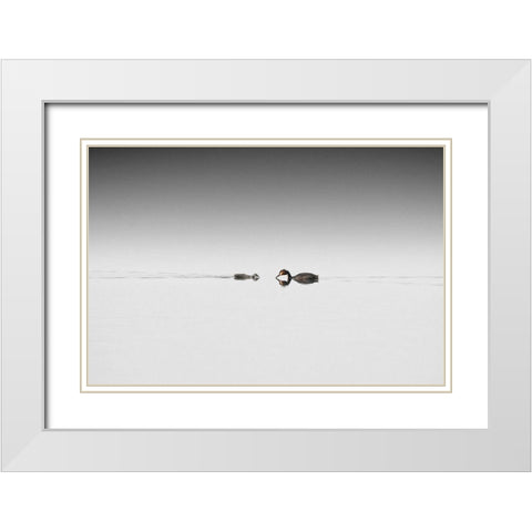 Meeting White Modern Wood Framed Art Print with Double Matting by Pettersson