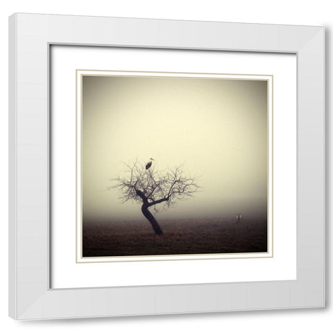 Meeting in the Morning White Modern Wood Framed Art Print with Double Matting by Droste