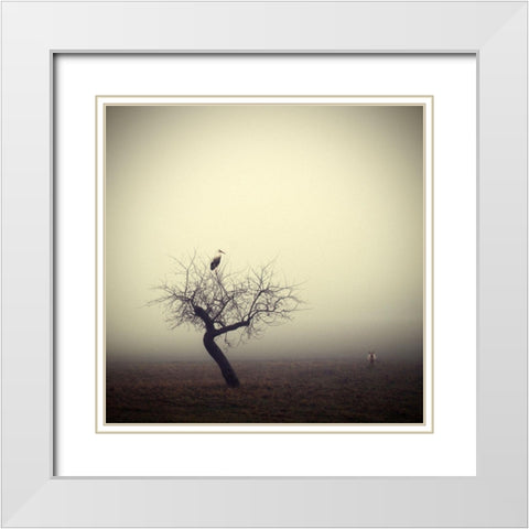 Meeting in the Morning White Modern Wood Framed Art Print with Double Matting by Droste