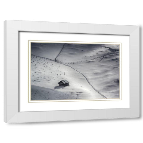 Winter Light White Modern Wood Framed Art Print with Double Matting by Dulu