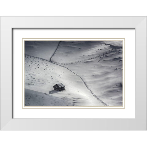 Winter Light White Modern Wood Framed Art Print with Double Matting by Dulu