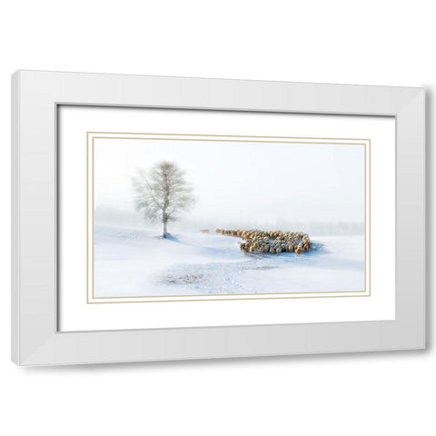 In Snow White Modern Wood Framed Art Print with Double Matting by Zhu