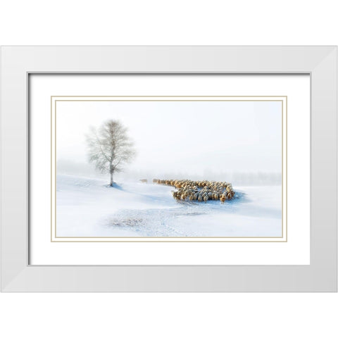 In Snow White Modern Wood Framed Art Print with Double Matting by Zhu