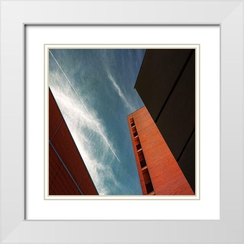 Look up Barcelona White Modern Wood Framed Art Print with Double Matting by Schuster