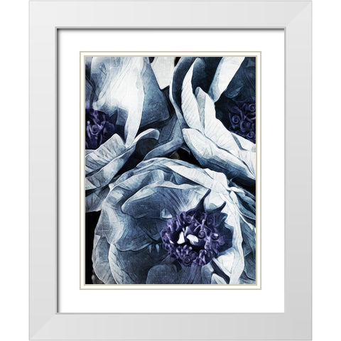 Peony Blue Petals I  White Modern Wood Framed Art Print with Double Matting by Aldridge, Ashley