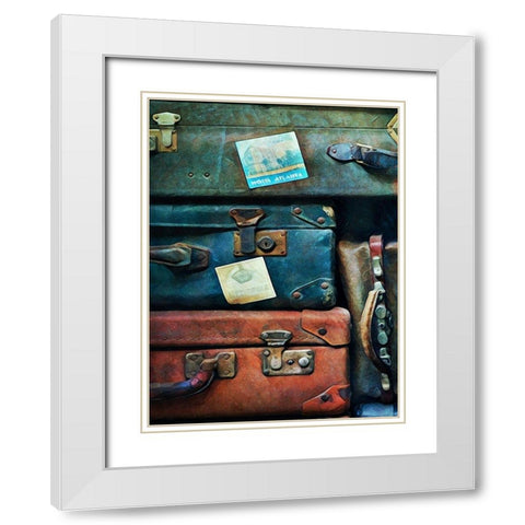 Vintage Stacked Suitcases I  White Modern Wood Framed Art Print with Double Matting by Aldridge, Ashley