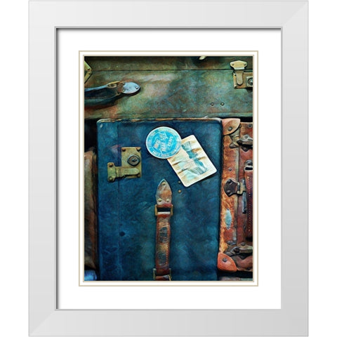 Vintage Stacked Suitcases II White Modern Wood Framed Art Print with Double Matting by Aldridge, Ashley