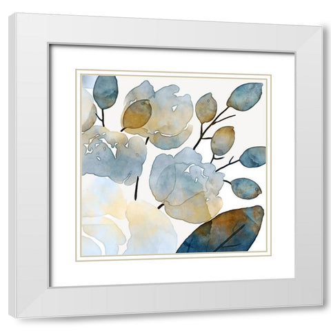 Blue Watercolour Floral II White Modern Wood Framed Art Print with Double Matting by Aldridge, Ashley