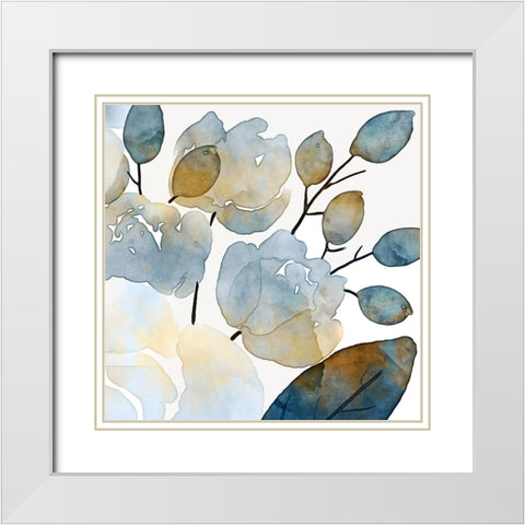 Blue Watercolour Floral II White Modern Wood Framed Art Print with Double Matting by Aldridge, Ashley