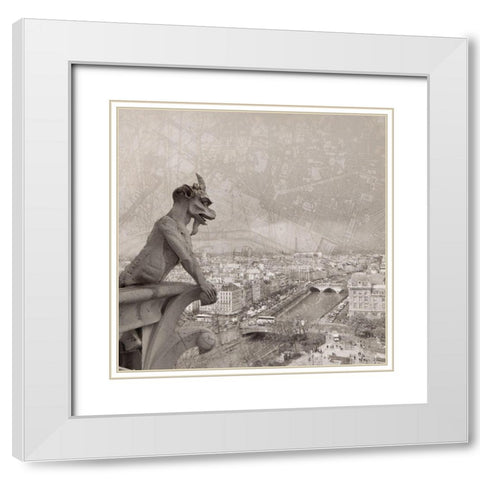 Gargoyle II White Modern Wood Framed Art Print with Double Matting by YK Studios