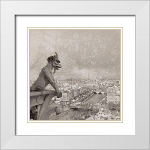 Gargoyle II White Modern Wood Framed Art Print with Double Matting by YK Studios