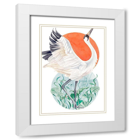 Flight Crane  White Modern Wood Framed Art Print with Double Matting by Earle, Cathy