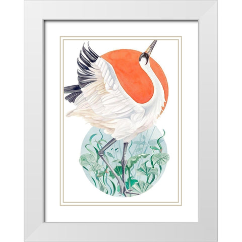 Flight Crane  White Modern Wood Framed Art Print with Double Matting by Earle, Cathy