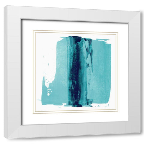 Teal Streak White Modern Wood Framed Art Print with Double Matting by Aryai, Sia