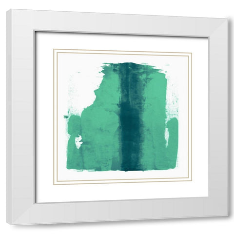 Green Streak  White Modern Wood Framed Art Print with Double Matting by Aryai, Sia