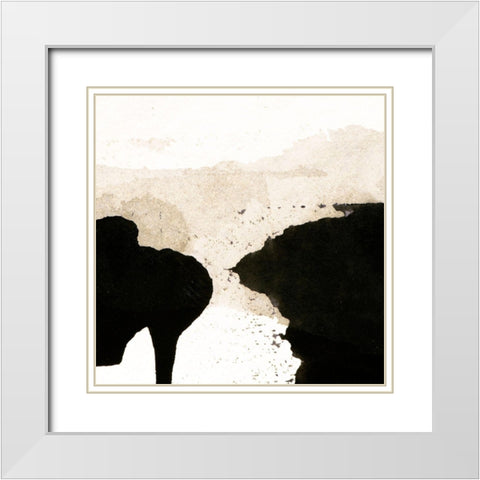 Ink Cliff I  White Modern Wood Framed Art Print with Double Matting by Aryai, Sia