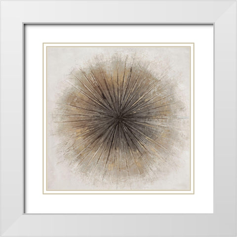 Golden Sphere I  White Modern Wood Framed Art Print with Double Matting by Hazel J