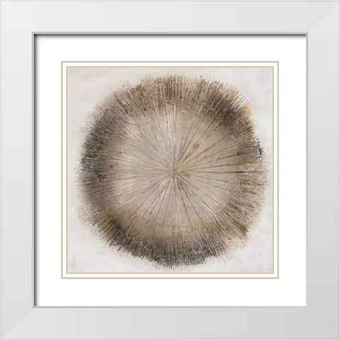 Golden Sphere II White Modern Wood Framed Art Print with Double Matting by Hazel J