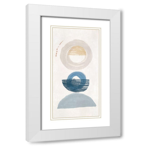Crescent Lunar I Blue Version White Modern Wood Framed Art Print with Double Matting by Hazel J