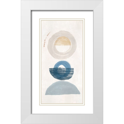 Crescent Lunar I Blue Version White Modern Wood Framed Art Print with Double Matting by Hazel J