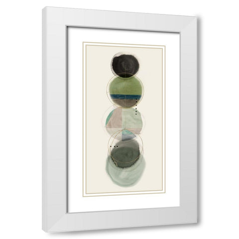 Stacked Circles I  White Modern Wood Framed Art Print with Double Matting by Hazel J