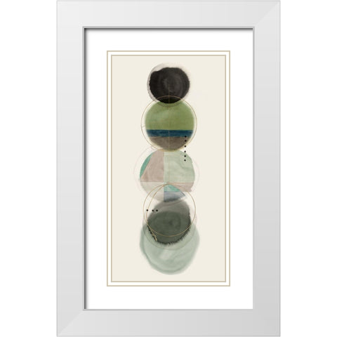 Stacked Circles I  White Modern Wood Framed Art Print with Double Matting by Hazel J
