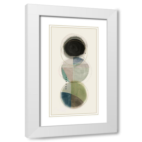 Stacked Circles II White Modern Wood Framed Art Print with Double Matting by Hazel J