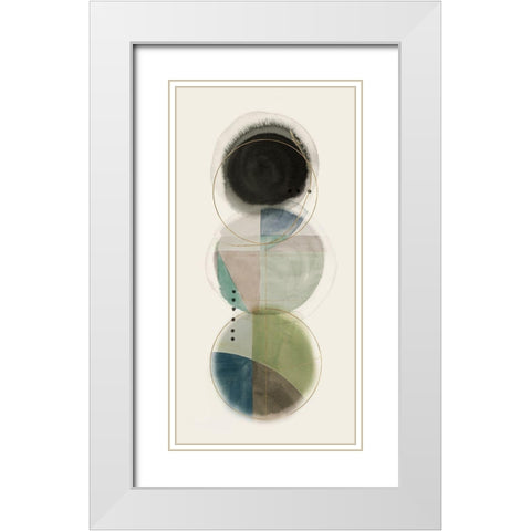 Stacked Circles II White Modern Wood Framed Art Print with Double Matting by Hazel J