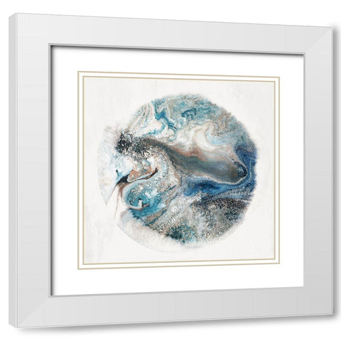 Blue Cosmo I  White Modern Wood Framed Art Print with Double Matting by Hazel J