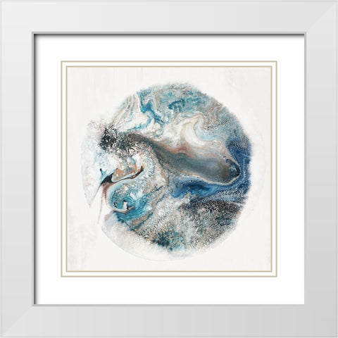 Blue Cosmo I  White Modern Wood Framed Art Print with Double Matting by Hazel J