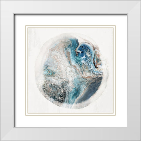 Blue Cosmo II  White Modern Wood Framed Art Print with Double Matting by Hazel J