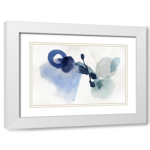 Blue Cosmos II White Modern Wood Framed Art Print with Double Matting by Hazel J