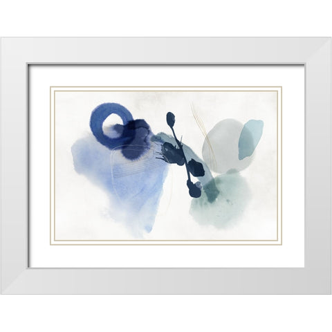 Blue Cosmos II White Modern Wood Framed Art Print with Double Matting by Hazel J