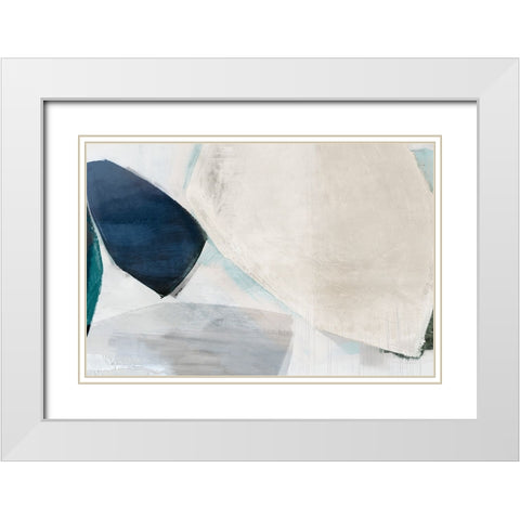 Shapes of Blue Blobs II White Modern Wood Framed Art Print with Double Matting by Hazel J