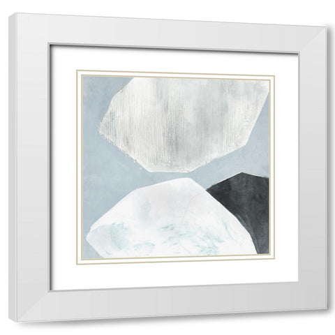 Blue Foundtain I White Modern Wood Framed Art Print with Double Matting by Hazel J