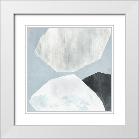 Blue Foundtain I White Modern Wood Framed Art Print with Double Matting by Hazel J