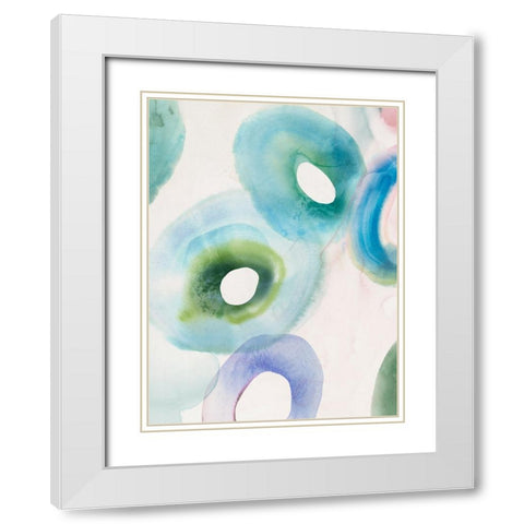 Watercolour Rings I White Modern Wood Framed Art Print with Double Matting by Hazel J