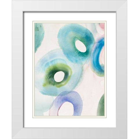 Watercolour Rings I White Modern Wood Framed Art Print with Double Matting by Hazel J