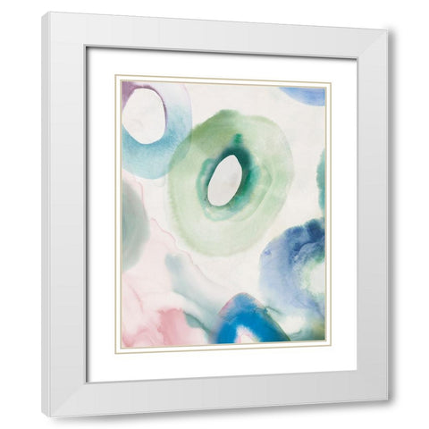 Watercolour Rings II White Modern Wood Framed Art Print with Double Matting by Hazel J