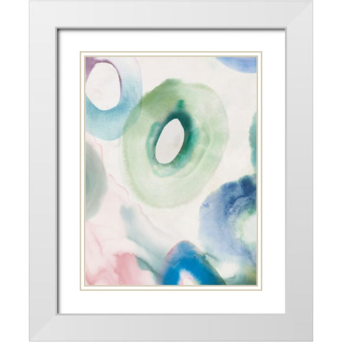 Watercolour Rings II White Modern Wood Framed Art Print with Double Matting by Hazel J