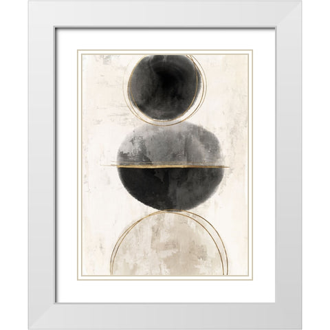 Black And Gold Abstract I White Modern Wood Framed Art Print with Double Matting by Hazel J